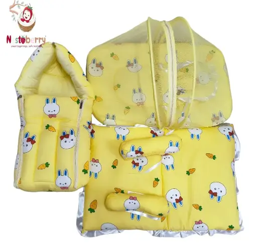 Nestoberry Complete Baby Comfort Combo – Net Bed, Gadi Set & Baby Carrier